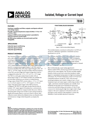 7B30-02-1 datasheet - Isolated, Voltage or Current Input