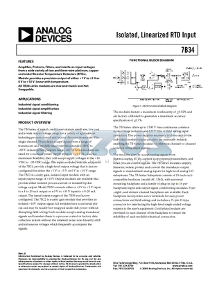 7B34-N-02-1 datasheet - Isolated, Linearized RTD Input