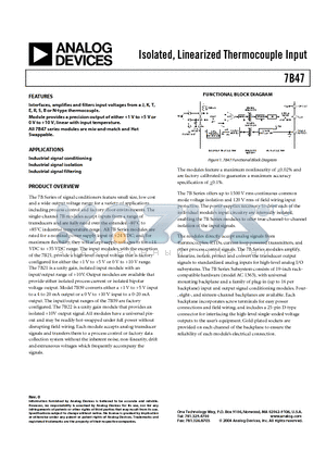 7B47-J-02-1 datasheet - Isolated, Linearized Thermocouple Input