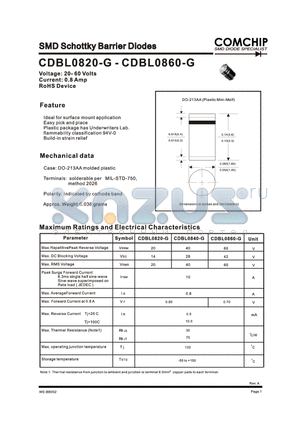 CDBL0820-G datasheet - SMD Schottky Barrier Diode