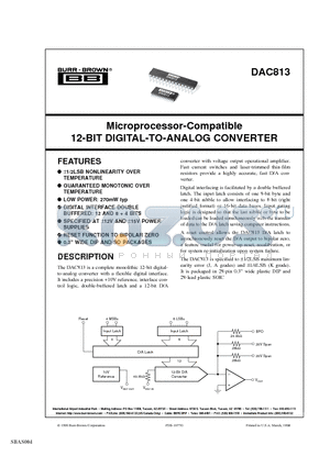 DAC813JUG4 datasheet - Microprocessor-Compatible 12-BIT DIGITAL-TO-ANALOG CONVERTER