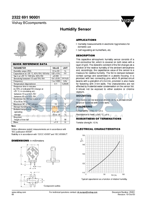 232269190001 datasheet - Humidity Sensor