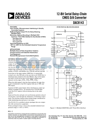 DAC8143FS datasheet - 12-Bit Serial Daisy-Chain CMOS D/A Converter
