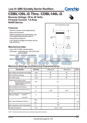 CDBL140L-G datasheet - Low VF SMD Schottky Barrier Rectifiers