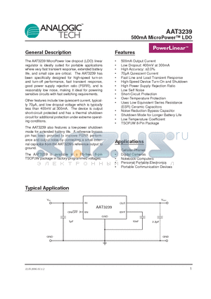 AAT3239ITS-2.5-T1 datasheet - 500mA MicroPower LDO