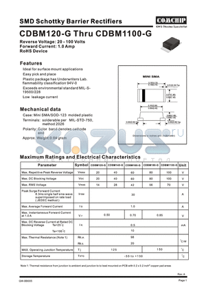 CDBM1100-G datasheet - SMD Schottky Barrier Rectifiers