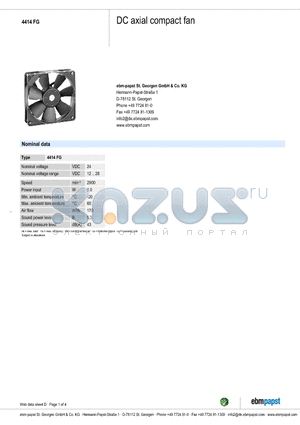 4414FG datasheet - DC axial compact fan