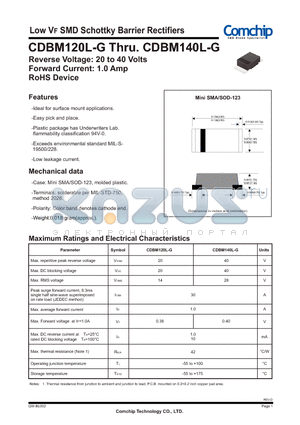 CDBM120L-G_12 datasheet - Low VF SMD Schottky Barrier Rectifiers