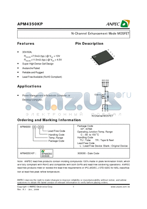 APM4350KPC-TUL datasheet - N-Channel Enhancement Mode MOSFET