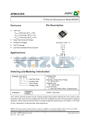 APM4429K datasheet - P-Channel Enhancement Mode MOSFET