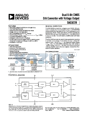 DAC8228FR datasheet - Dual 8-Bit CMOS D/A Converter with Voltage Output