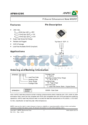 APM4429KC-TUL datasheet - P-Channel Enhancement Mode MOSFET