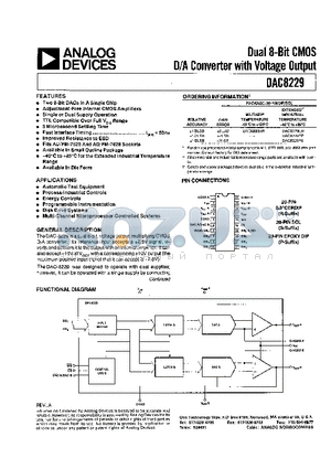 DAC8229 datasheet - Dual 8-Bit CMOS D/A Converter with Voltage Output