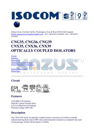 CNX36 datasheet - OPTICALLY COUPLED ISOLATORS
