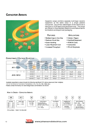 160A11N101JV4U datasheet - CAPACITOR ARRAYS