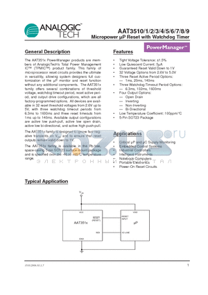 AAT3510IGV-2.93-C-C-T1 datasheet - Micropower uP Reset with Watchdog Timer