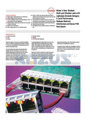 44170-0002 datasheet - Molexs New Stacked Multi-port Modular Jack with Lightpipes Exceeds Category 5 Level Performance