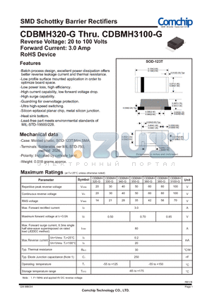 CDBMH330-G datasheet - SMD Schottky Barrier Rectifiers