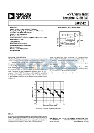 DAC8512EP datasheet - % V, Serial Input Complete 12-Bit DAC