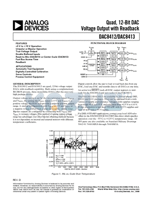 DAC8412BTC/883 datasheet - Quad, 12-Bit DAC Voltage Output with Readback