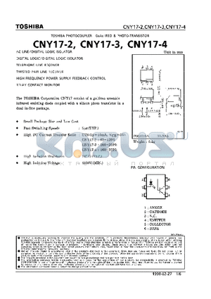CNY17-3 datasheet - IRED & PHOTO-TRANSISTOR (AC LINE/DIGITAL LOGIC ISOLATOR)
