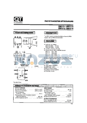 CNY17-4 datasheet - PHOTOTRANSISTOR OPTOCOUPLERS