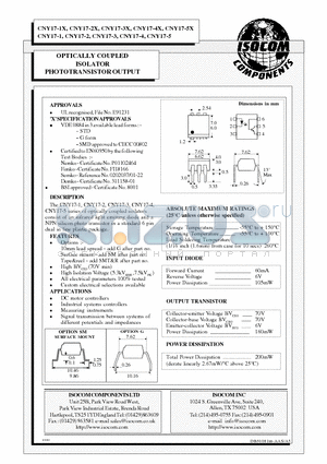 CNY17-4X datasheet - OPTICALLY COUPLED ISOLATOR PHOTOTRANSISTOR OUTPUT