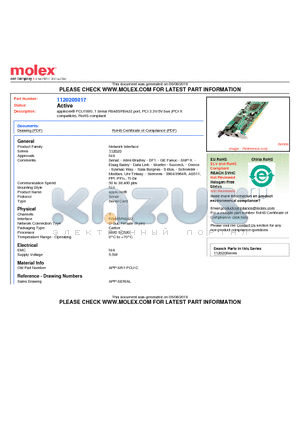 APP-SR1-PCU-C datasheet - applicom PCU1000, 1 Serial RS485/RS422 port, PCI 3.3V/5V bus (PCI-X compatible), RoHS compliant