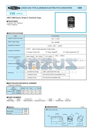 315VXR270M30X35 datasheet - LARGE CAN TYPE ALUMINUM ELECTROLYTIC CAPACITORS