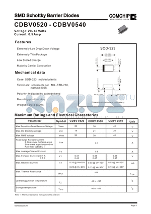 CDBV0520 datasheet - SMD Schottky Barrier Diodes