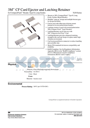 7E50 datasheet - CF Card Ejector and Latching Retainer