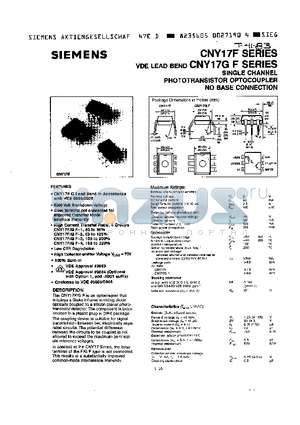 CNY17F datasheet - single channel phototransistor optocoupler no base connection