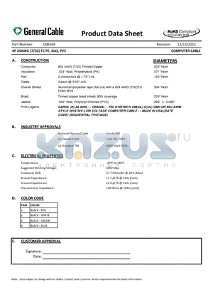 C0844A datasheet - COMPUTER CABLE