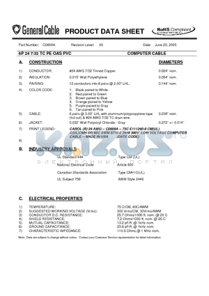 C0899A datasheet - COMPUTER CABLE