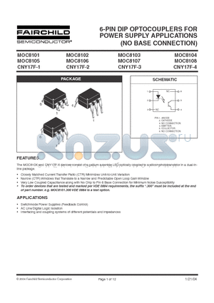 CNY17F-2.S datasheet - 6-PIN DIP OPTOCOUPLERS FOR POWER SUPPLY APPLICATIONS