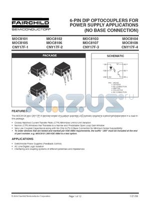 CNY17F-23SD datasheet - 6-PIN DIP OPTOCOUPLERS FOR POWER SUPPLY APPLICATIONS