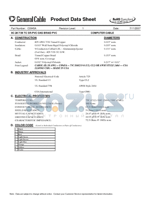 C0945A datasheet - COMPUTER CABLE