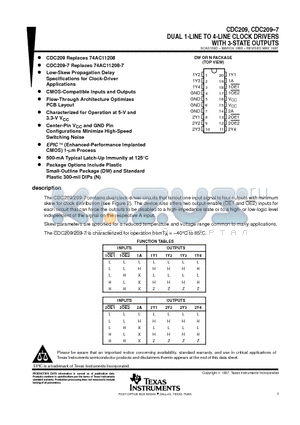 CDC209DW datasheet - DUAL 1-LINE TO 4-LINE CLOCK DRIVERS WITH 3-STATE OUTPUTS