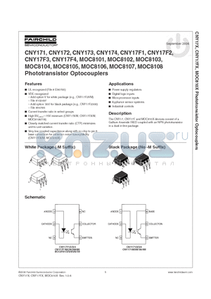 CNY17F2 datasheet - Phototransistor Optocouplers