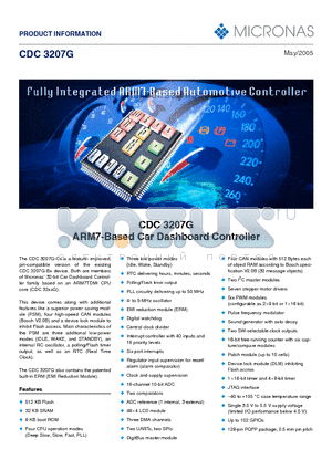 CDC3207G datasheet - CDC 3207G ARM7-Based Car Dashboard Controller