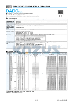 DADC2J104J-F2BM datasheet - ELECTRONIC EQUIPMENT FILM CAPACITOR