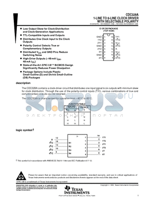 CDC328A datasheet - 1-LINE TO 6-LINE CLOCK DRIVER WITH SELECTABLE POLARITY