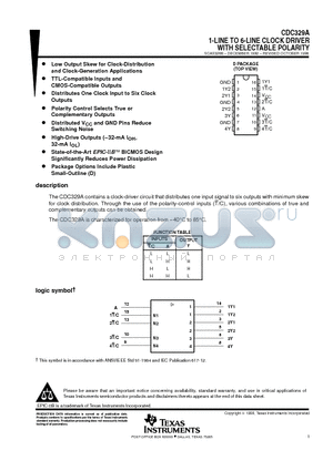 CDC329AD datasheet - 1-LINE TO 6-LINE CLOCK DRIVER WITH SELECTABLE POLARITY