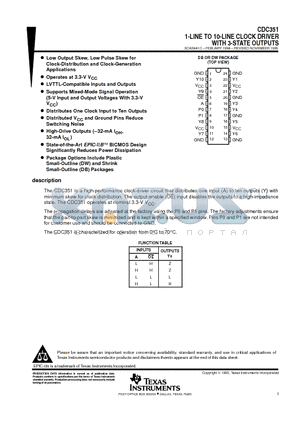 CDC351DB datasheet - 1-LINE TO 10-LINE CLOCK DRIVER WITH 3-STATE OUTPUTS