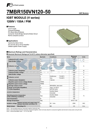 7MBR150VN120-50 datasheet - IGBT MODULE