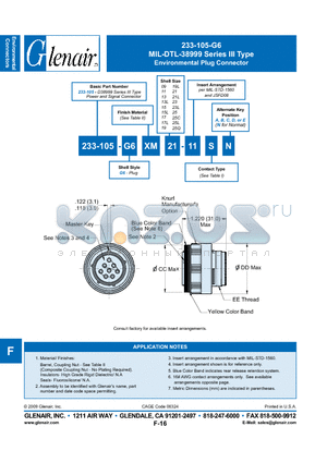 233-105-G6XM23L datasheet - Environmental Plug Connector