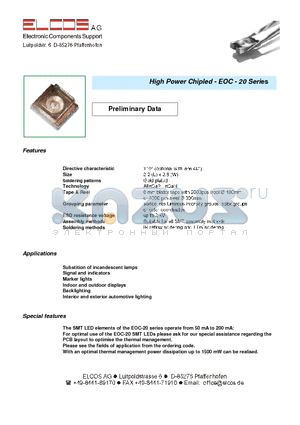 EOC-20UG505200 datasheet - HIGH-POWER CHIPLED - EOC - 20 SERIES