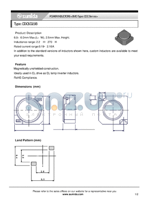 CDC5D23B datasheet - POWER INDUCTORS