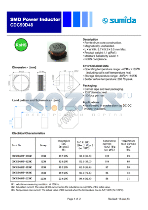 CDC90D48NP-103MC datasheet - Ferrite drum core construction
