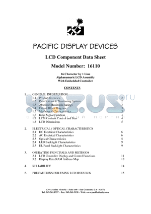 16110-BN-M-ET-LED-RD-12 datasheet - LCD Component